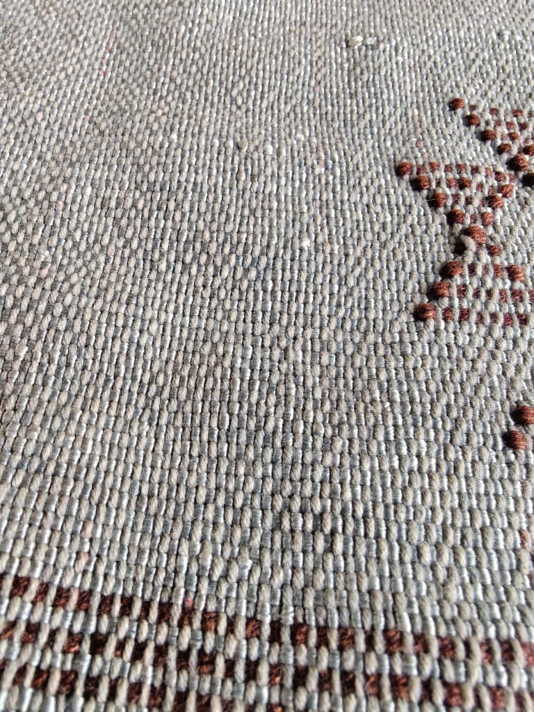 Authentic Sabra Silk Cushion - Light Grey & Brown (Handmade) thumbnail 4