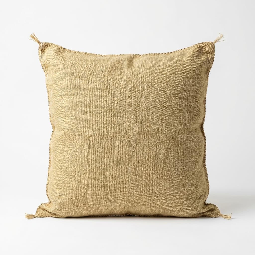 Authentic Sabra Silk Cushion - Light Gold & Blue (Handmade) thumbnail 2