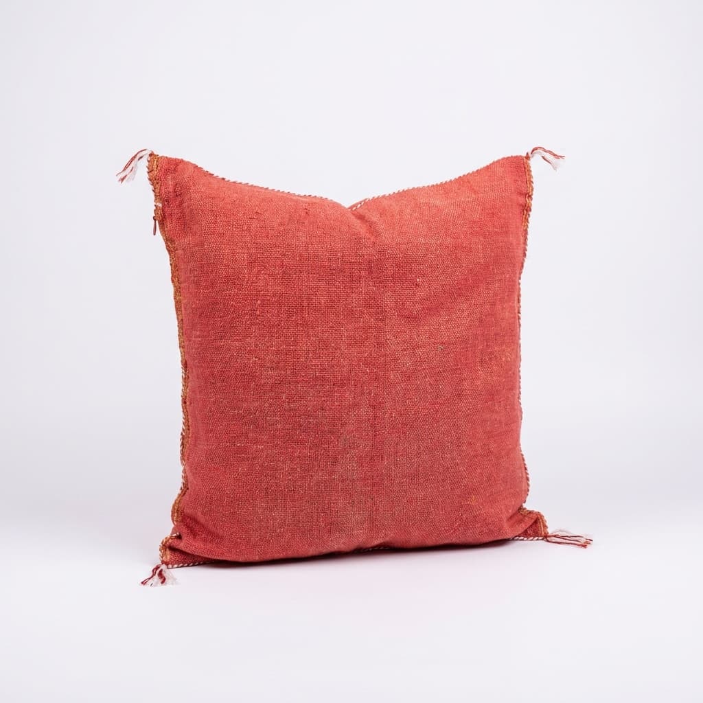 Authentic Sabra Silk Cushion - Pink Red & White (Handmade) thumbnail 2