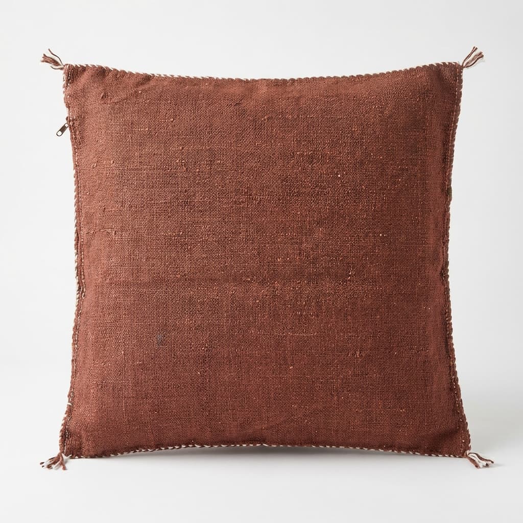 Authentic Sabra Silk Cushion - Wood Brown & Green (Handmade) thumbnail 2