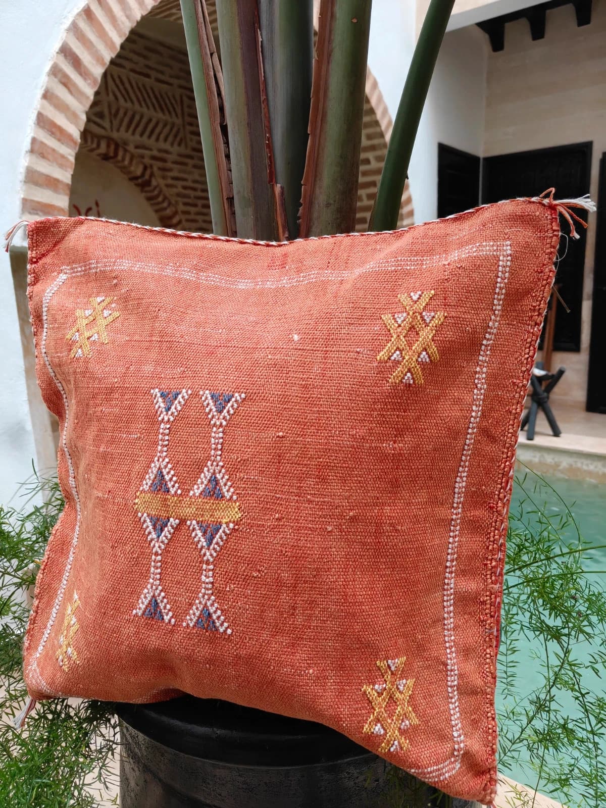 Handmade Cushion Cover Made Of Cactus Silk (sabra) by SabraLoom thumbnail 4