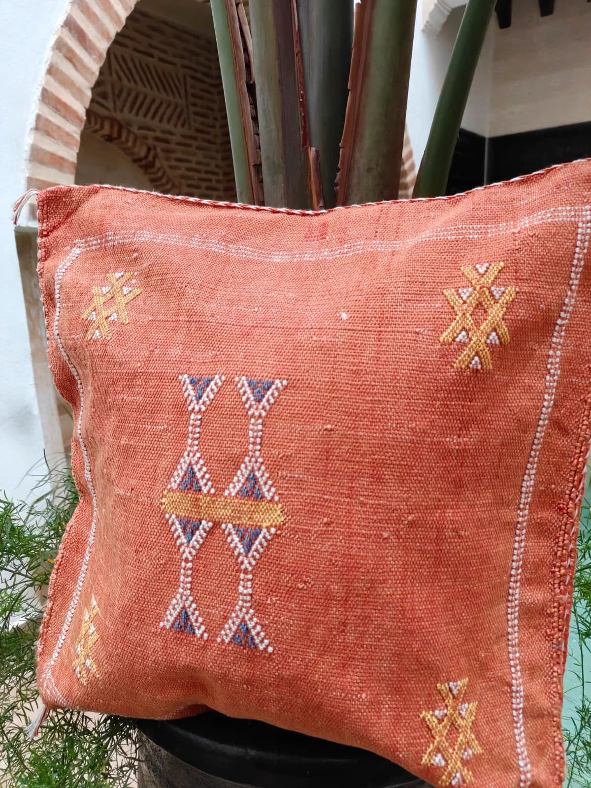 Handmade Cushion Cover Made Of Cactus Silk (sabra) by SabraLoom thumbnail 6