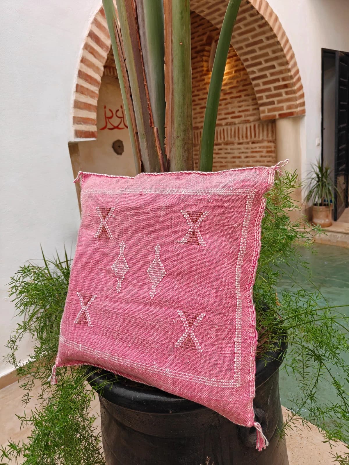 Striking Cushion Cover Made Of Cactus Silk From Marrakesh by SabraLoom thumbnail 2