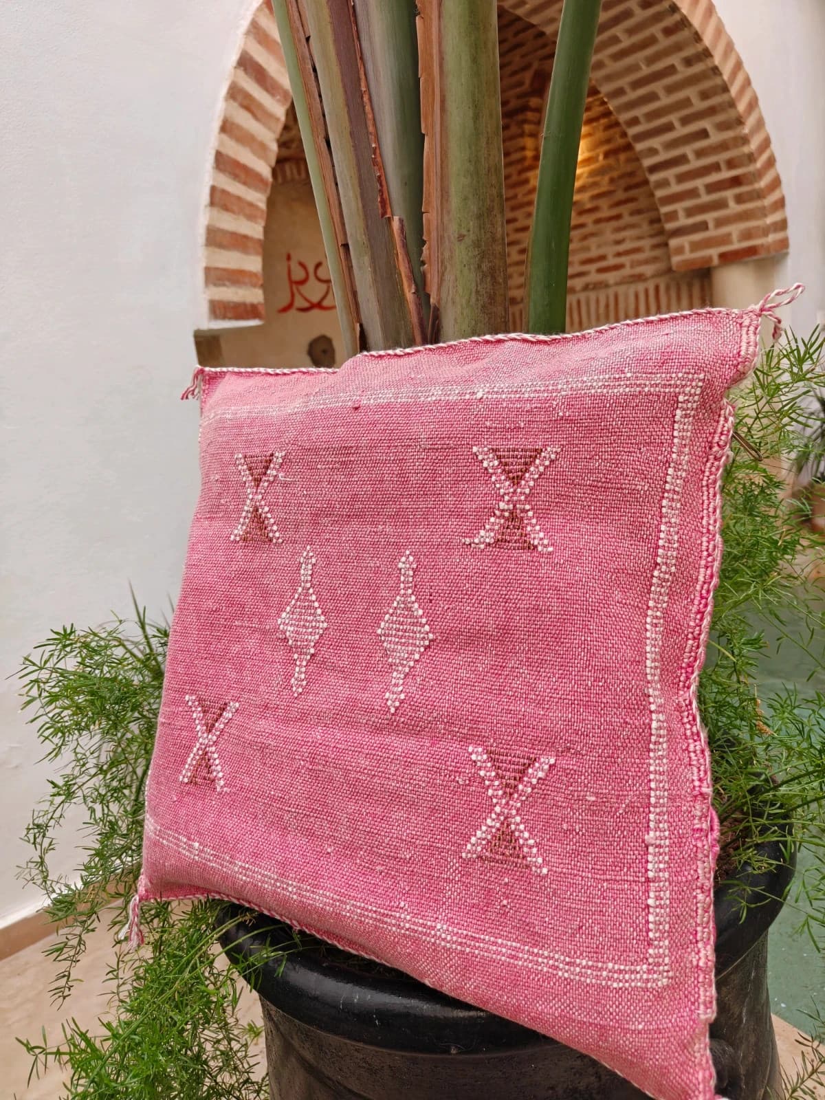 Striking Cushion Cover Made Of Cactus Silk From Marrakesh by SabraLoom thumbnail 3