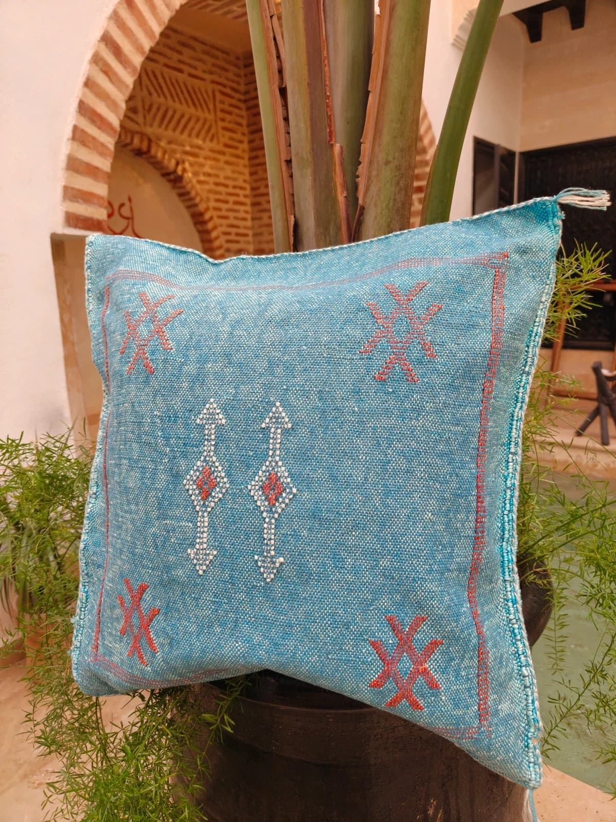Handmade Cactus Silk Cushion Cover From Marrakech by SabraLoom thumbnail 3