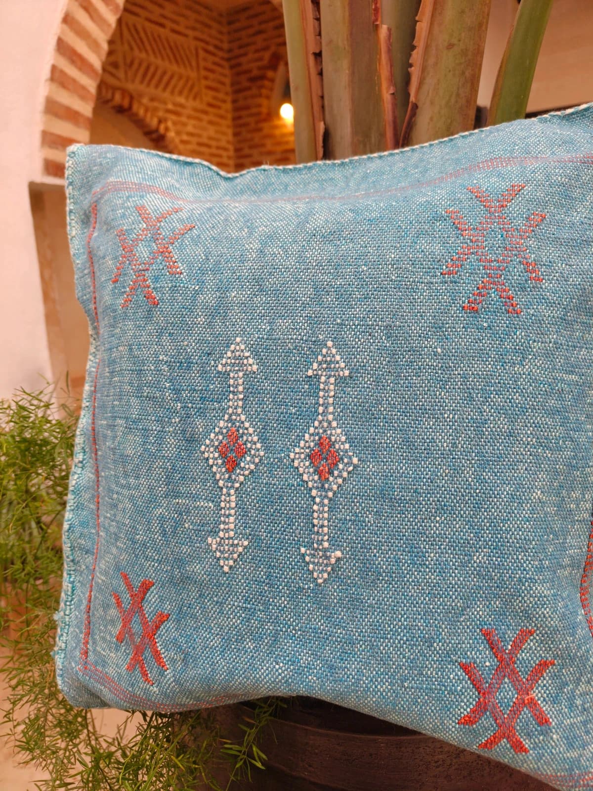 Handmade Cactus Silk Cushion Cover From Marrakech by SabraLoom thumbnail 4