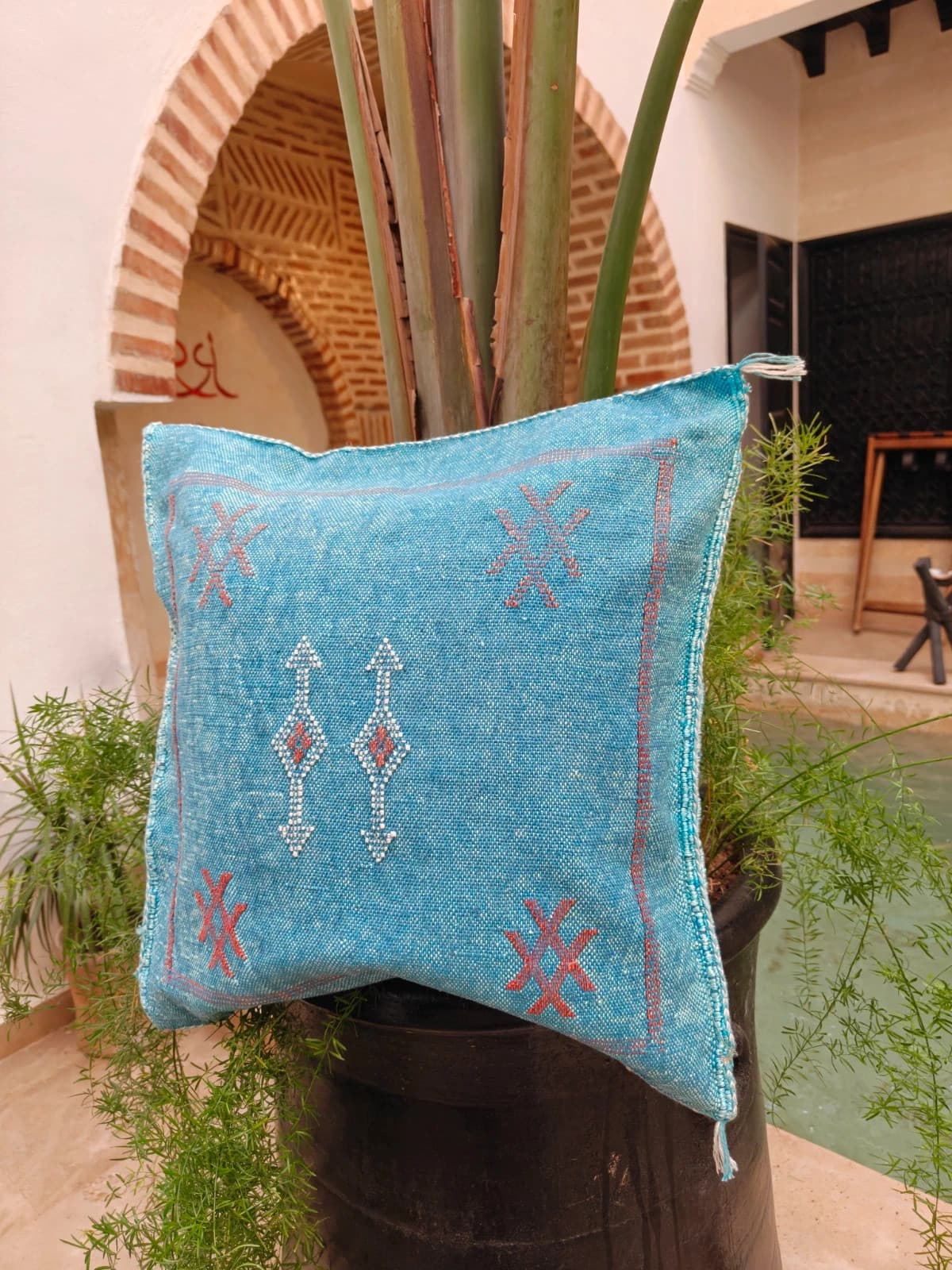 Handmade Cactus Silk Cushion Cover From Marrakech by SabraLoom thumbnail 2