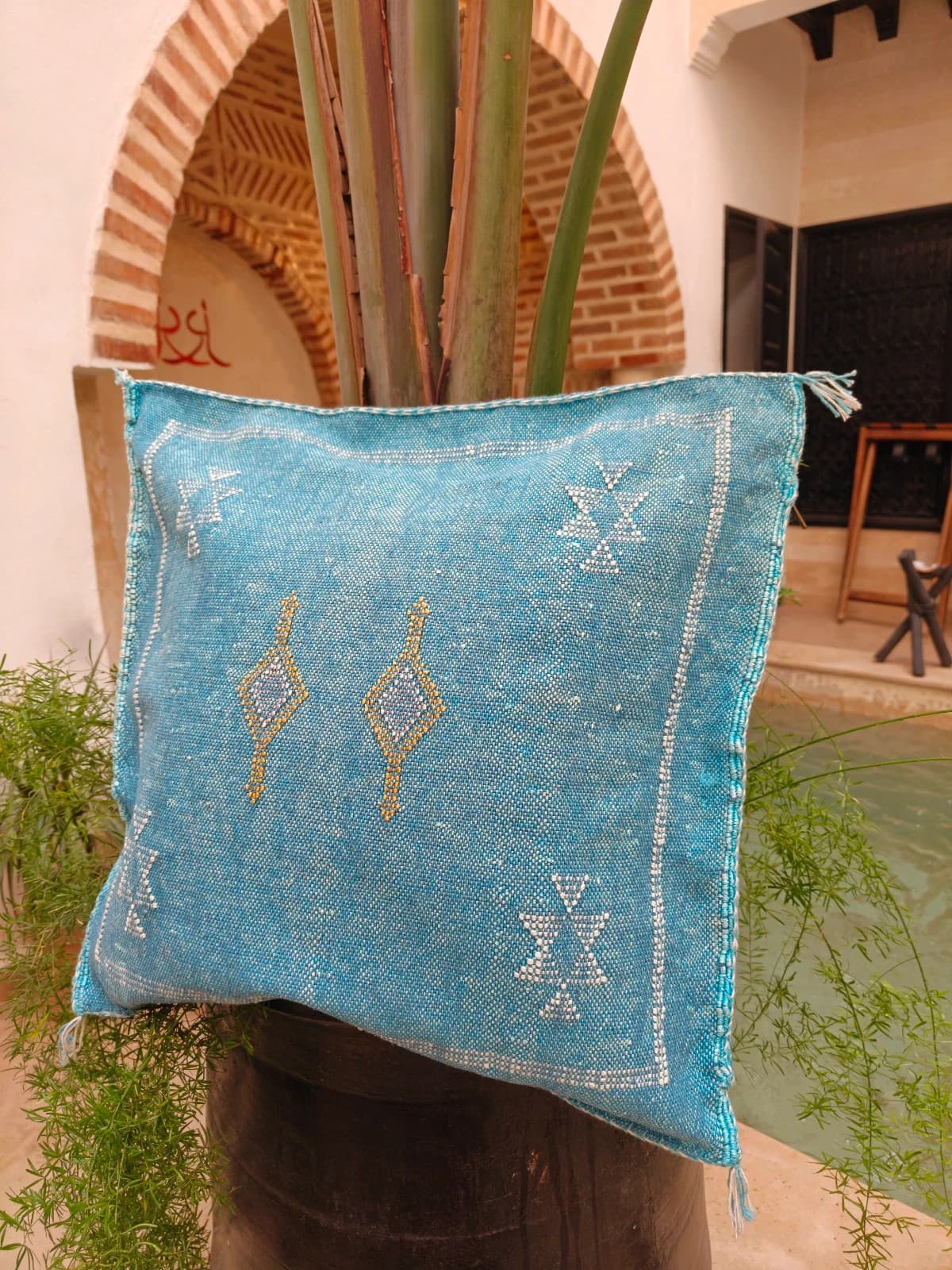 Beautiful Handwoven Sabra Cactus Silk Cushion Cover by SabraLoom thumbnail 2