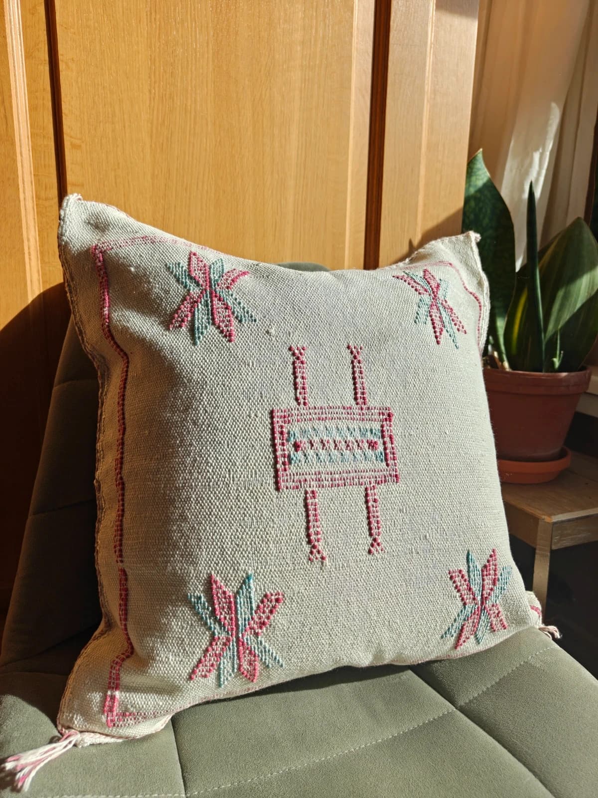 Beautiful Handmade Cushion Cover From Marrakech Made Of Cactus Silk by SabraLoom thumbnail 2