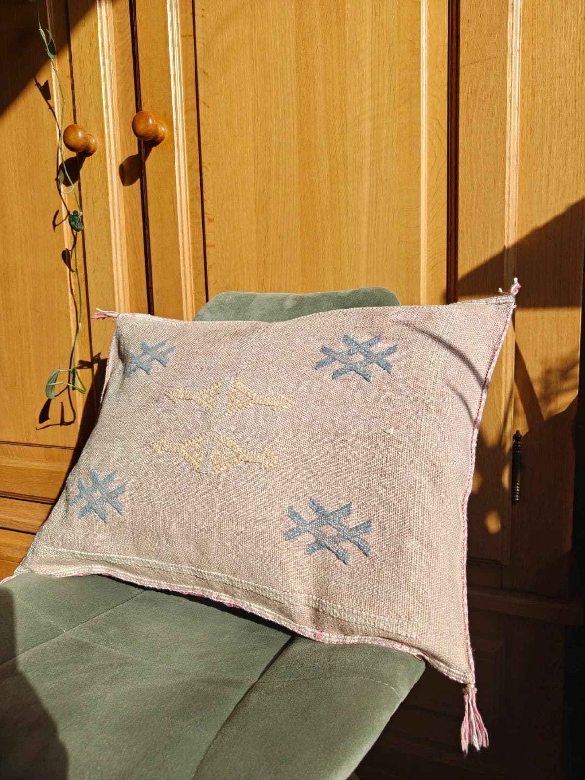 Unique Handmade Cushion Cover From Marrakech Morocco Made Of Cactus Silk by SabraLoom thumbnail 2