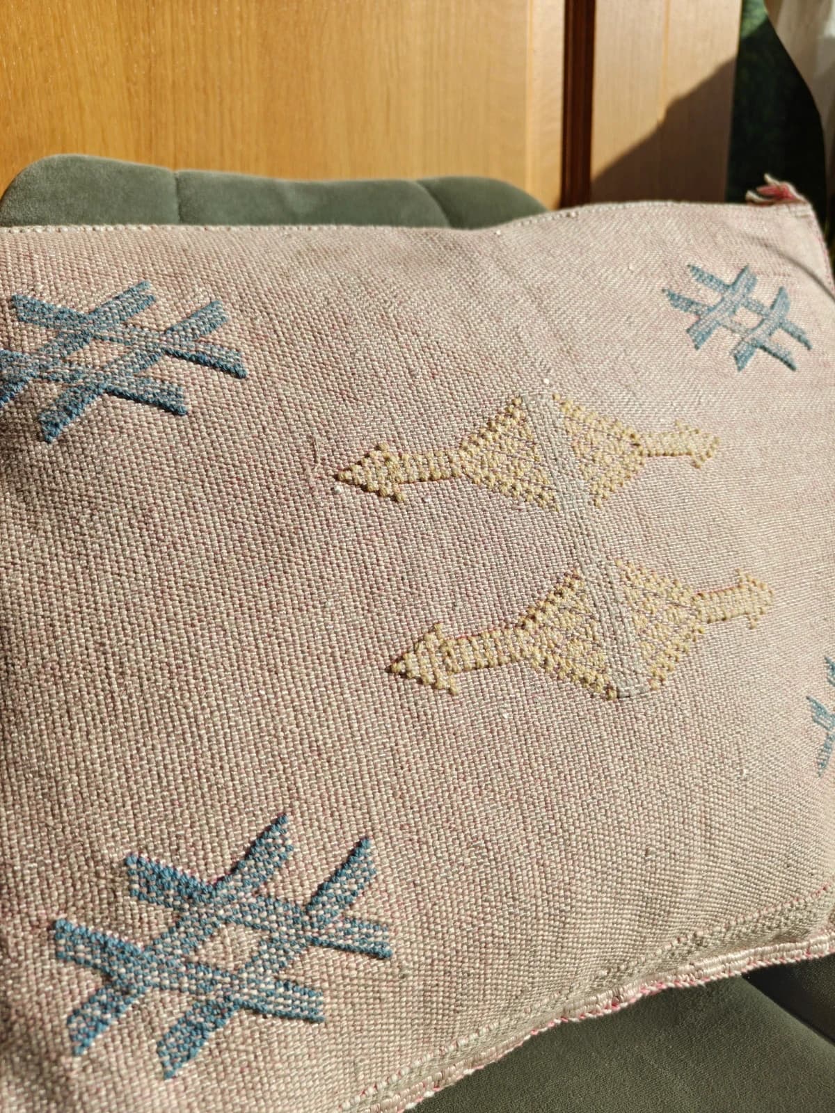 Unique Handmade Cushion Cover From Marrakech Morocco Made Of Cactus Silk by SabraLoom thumbnail 4