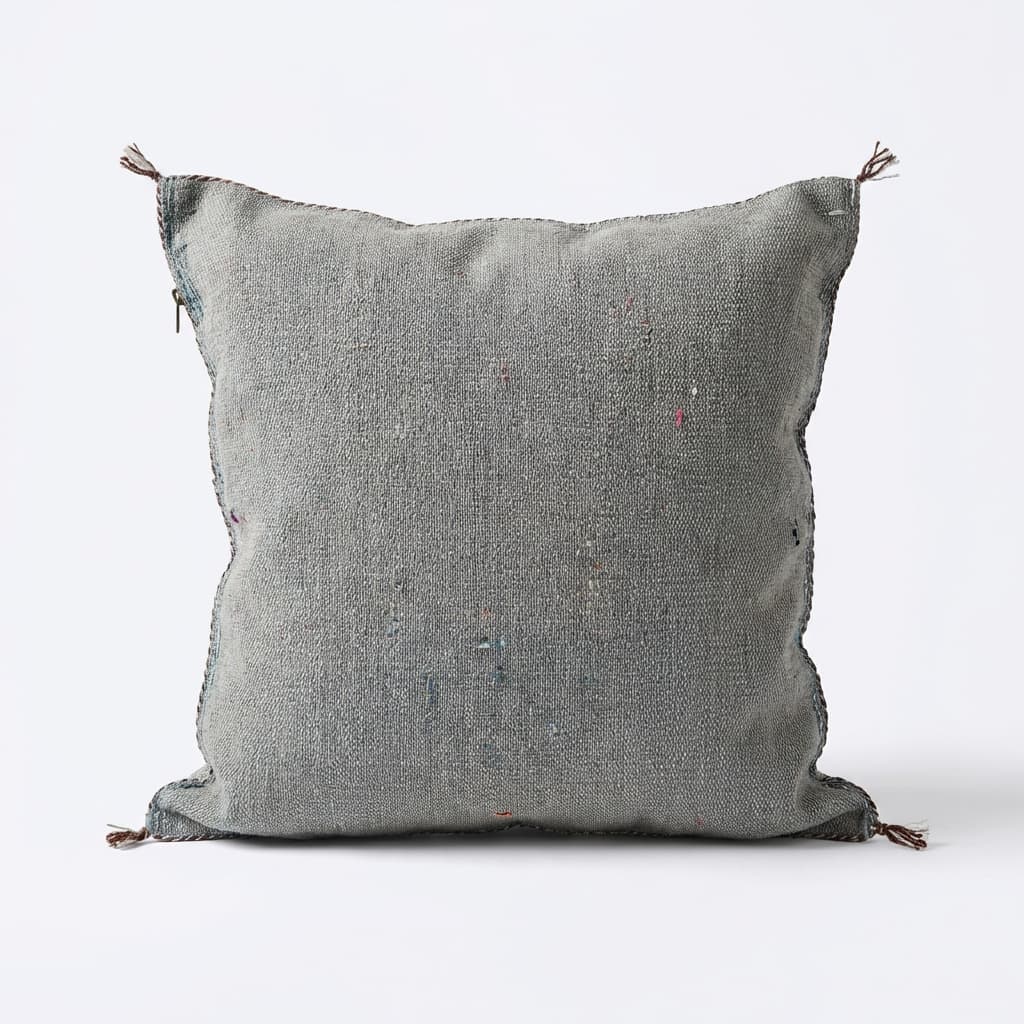 Authentic Sabra Silk Cushion - Light Grey & Brown (Handmade)